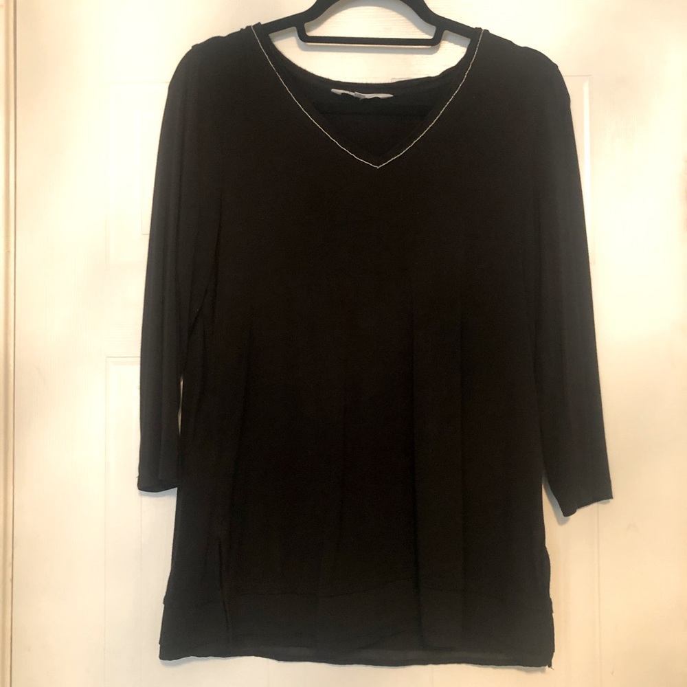Cleo 3/4 sleeve black tee